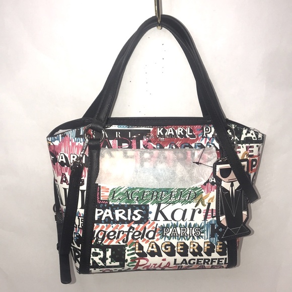 Karl Lagerfeld Handbags - NWT Karl Lagerfeld Graffiti Saffiano Leather Satchel/Shoulder Bag